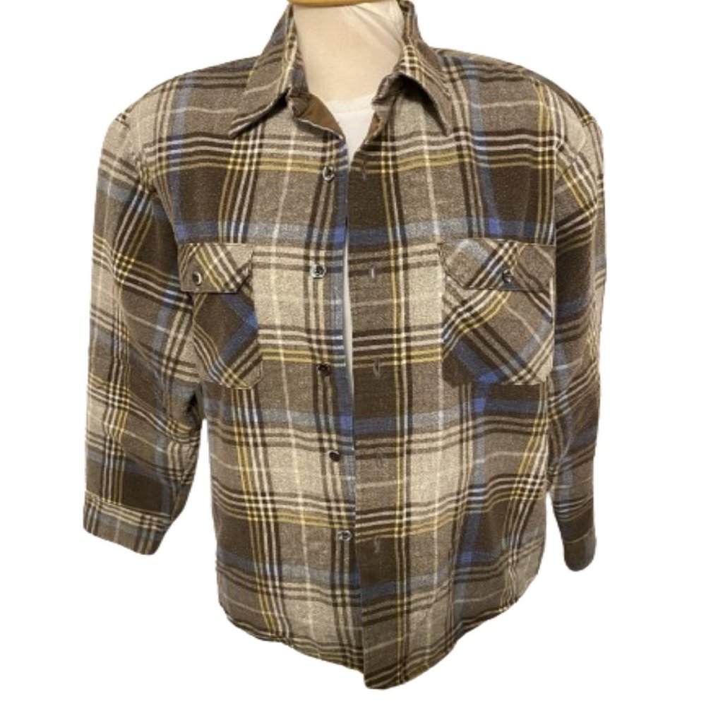 Vintage Oakland Outdoors Flannel Button Down Unisex Shacket Plaid XL
